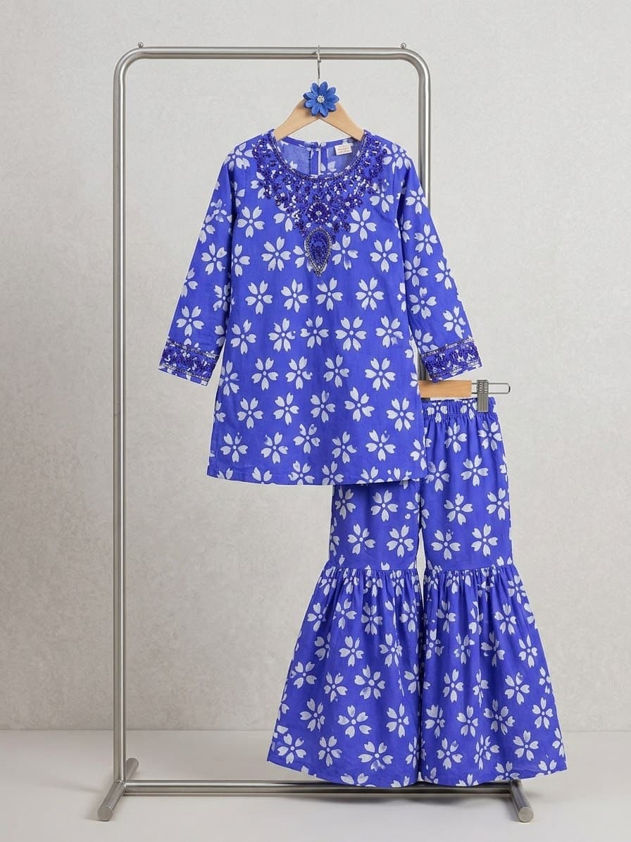 Premium kids embrioded ghrara shirt 2 pc ready to wear
