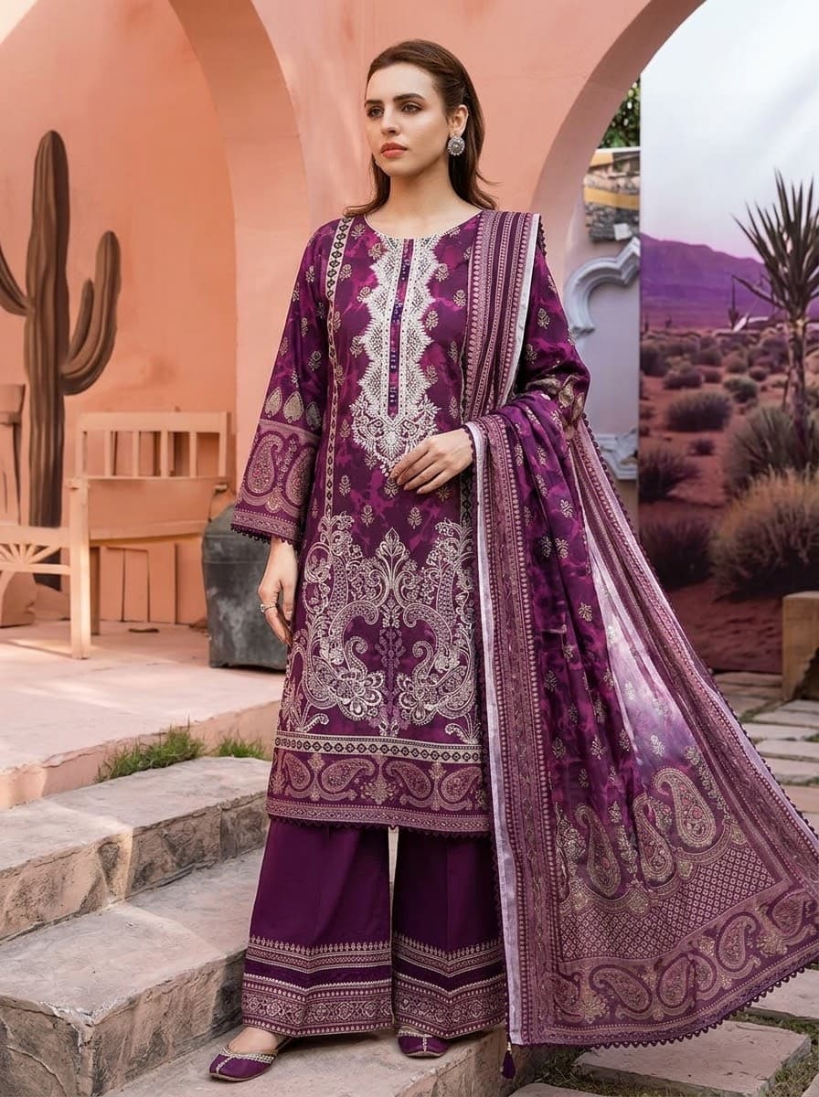 Mushtaq sons heavy embrioded dress 3 pc ready to wear